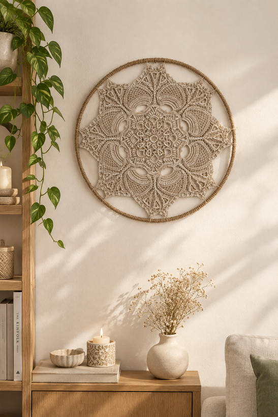 دیوارکوب قلاب بافی (ماندالا)قطر ۵۰
