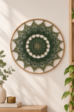 دیوارکوب قلاب بافی (ماندالا) سبز قطر ۶۰
